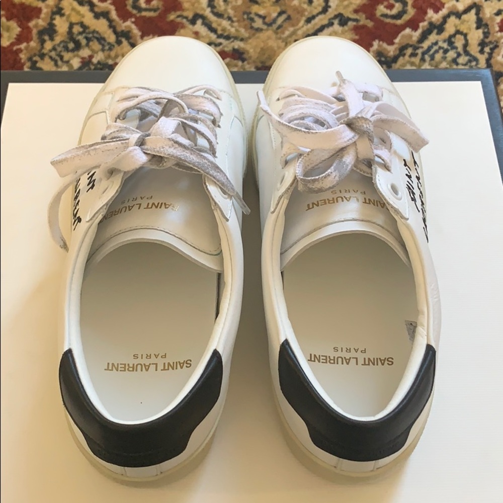 Saint Laurent Court Classic Logo Leather Sneakers - Picture 6 of 8